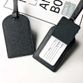 Miniatyrbillede 3 af 3: Sort Adressemærke Læder Bagagemærke Adresselabel til Kuffert sort-XF3-