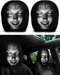 2 st Ghost Face Nackstödsskydd, Skrämmande Ansiktsmönster Bilbarnstol Universella Elastiska Modeller Nackstödsskydd A