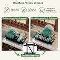 Miniatyrbild 2 av 4: COSTWAY 2-Tier Folding Dish Drying Rack with Removable Drain Board 56x31x30 cm for Countertop or Sink
