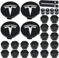 Hjulkapselsats, Tesla navkapslar för Tesla Model 3, Model Y, Model S, Model X, silverlogotyp