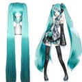 Hatsune Miku peruk Cosplay Party peruker med 2 hästsvansar lång rak-FF-