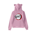 Miniatyrbild 2 av 4: Unisex Demon Slayer Tryckt Hoodie Sweatshirt Casual Pullover Kattöron Huvad Tröja Toppar Rosa XL Pink