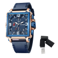 Miniatyrbillede 1 af 6: Herreure Vandtæt Læder Quartz Armbåndsur Lysende Kronograf Dato Kalender Herreur RoseBlue