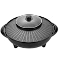 Miniatyrbild 5 av 5: Elektrisk Grill och Hot Pot 2-i-1 Portabel Köksapparat Rund Multifunktionell Koreansk BBQ för Familj Inomhus Picknick Camping Utomhus 34cm