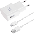 Miniatyrbild 1 av 5: Snabbladdare 1,5 m kabel kompatibel med Samsung Galaxy S22 S21 S20 S8 S10 S9 Plus Note 7 8 9 10 A53 LG HTC white