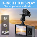 Miniatyrbild 3 av 9: Dashcam - Fram och baksida Inuti 1080P Dash-kamera för Bilar, 3-kanals Dashcam Trevägs Bilkamera med Infraröd Nattsyn, Loop-inspelning, APP C-XM4-