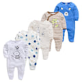 Miniatyrbillede 1 af 5: Forårs Baby Pyjamas Piger Drenge Jumpsuit 180 % Bomuld Åndbar Blød Jumpsuit Orange Orange 0-3M