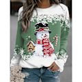 Miniatyrbilde 1 av 2: Dame Jul Topper Snømann Sweatshirts Langermet bluse S