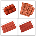 Miniatyrbillede 4 af 8: Silikonform / Isform / Chokoladeform - Halvkugle Brun Brown 15 hål