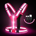 Miniatyrbilde 1 av 6: LED-refleksvest, USB-ladbare, justerbar midje/skulder - Pink