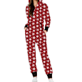 Miniatyrbild 1 av 5: Dam Jul Xmas Rutig Hooded Jumpsuit Tryckt Långärm-XF3-