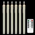 6-pack LED Taper Candles with Remote Control and Timer, Flickering Warm White Real Wax for Candelabras and Weddings, Ivory 6.5 inches B