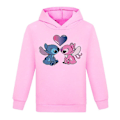 Miniatyrbilde 1 av 2: Lilo og Stitch Hettegensere Topper Barn Gutter Jenter Langermet Casual Pullover Jumper Hettegenser Julegaver Rosa Pink Rosa Pink 7-8 Years