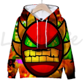 Miniatyrbilde 5 av 5: Angry Geometry Dash hettegensere for barn, tegneseriespill-sweatshirts for barn, 3D-print hettegenser, gensere for jenter og gutter rød Red 130