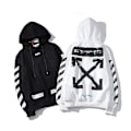 Miniatyrbillede 2 af 4: Stribet hættetrøje Retro Arrows Off-white hættetrøjejakke Sort Black XL