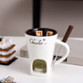 Miniatyrbilde 4 av 8: Telys Fondue Sett, Keramisk Smeltegryte for Sjokolade og Dessert Beige