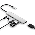Miniatyrbillede 1 af 5: Usb C Hub-dongle, 6-i-1 Usb C til Hdmi Multiport Adapter Sd Kortlæser