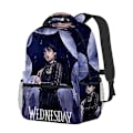 Miniatyrbilde 2 av 5: Wednesday Addams karakter full print ryggsekk dobbel skulder skolesekk for studenter 2