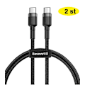 Miniatyrbillede 1 af 6: 2 stk. 1 meter Baseus USB-C til USB-C hurtigoplader