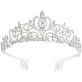 Miniatyrbillede 1 af 7: Makone tiara krystalkrone med strass kam til brudekroner, bryllup, bal, festspil, prinsessefester, bryllup diadem, tiara børn, prinsesse
