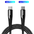 Miniatyrbillede 1 af 7: USB-C til USB-C kabel, hurtigopladning, 60W, 2.4A, 0.5m, sort