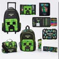 Minecraft Rygsæk Sæt, Skolerygsæk med stor kapacitet og madtaske, Rejserygsæk Sæt til studerende Medium backpack