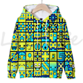 Miniatyrbillede 2 af 5: Angry Geometry Dash Hættetrøjer til børn, Tegneserie Spil Sweatshirts til børn, 3D Print Hættetrøje, Pullovers til piger og drenge Rød Red XL