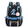 Miniatyrbild 2 av 2: Stitch USB Laddningsbar Ryggsäck, Skolväska, Reseväska - Perfekt BLUE