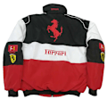 Miniatyrbillede 3 af 5: 2024 Ferrari Sort Broderi Eksklusiv Jakkesæt F1 Team Racing Til Mænd B B 2XL