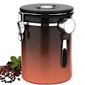 Miniatyrbillede 1 af 4: Kaffebæger - Kaffebeholder - 1,8L - Kaffebeholder Opbevaringsbeholder - Lufttæt Kaffebeholder med CO2-udluftning - Træ Gråbrun brown