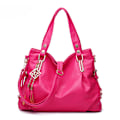 Pikkukuva 1 / 5: Dam Handväska Axelväska Crossbody Bag Mjukt Läder Stor Väska Rose Red