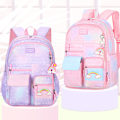 Miniatyrbild 3 av 4: Barnskolväska flicka grundskoleelev ryggsäck stöldskydd söt gradient regnbåge serie skolväska ryggsäck väska Mochila