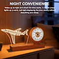 Miniatyrbilde 4 av 9: Modellfly Kvartsklokke for Gutter Menn Pilotgaver, Fly Nattlampe med Skrivebordsklokke for Flyentusiaster Romdekor, Flylampe for-XF13-