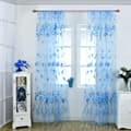 Sheer Curtains with Tulip Pattern, Printed Curtains for Living Room, Bedroom, Home Decor, Blue 100 * 200 cm-FF-