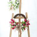 Miniatyrbild 1 av 5: 1 st rosa simulerad blomsterkrans knopp tulpan krans plast-XF3-