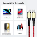 Miniatyrbilde 4 av 4: 25W Hurtiglader + 60W USB-C-kabel Rød Nylon 1M for Samsung Galaxy A34 A33 A32 4G-5G A54 A53 A52 4G-5G A52s