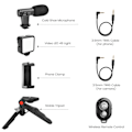 Miniatyrbilde 2 av 8: Vlogging Videopakke med Stativ Mikrofon LED-lys Telefonholder