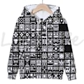 Miniatyrbillede 1 af 5: Angry Geometry Dash Hættetrøjer til børn, Tegneserie Spil Sweatshirts til børn, 3D Print Hættetrøje, Pullovers til piger og drenge Hvid White 160