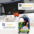 Miniatyrbild 4 av 4: COSTWAY 16' Barnvagnsväska + 12' Ryggsäck Bagageset i Rosa med Djurdesign - Pojke Flicka Grön