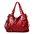 Miniatyrbillede 5 af 5: Dame Håndtaske Skulder Crossbody Taske Blødt Læder Stor Taske Rose Red