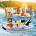 Miniatyrbillede 4 af 5: Oppustelig drikkevareholder, 8 huller flydende poolbar, drikkekopholder frugtsalatbuffet pool tilbehør til voksne til svømmepølfest