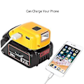 Miniatyrbilde 5 av 5: USB Adapter Lader For De-walt 20v Batteri, Dobbel USB Lader & 12v DC Port & LED Arbeidslys - Repl
