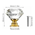Miniatyrbillede 2 af 5: 8 stk. skuffeknapper kommodegreb møbelknapper krystal 30mm zinklegering krystalglas knop håndtag garderobe træk håndtag møbelhåndtag (