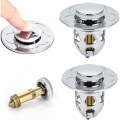 Miniatyrbild 1 av 5: Universell diskbänksläckpropp för badrumshandfat, pop-up-avloppspropp för badrumshandfat, fjäderavloppssil (2 stycken, silver)