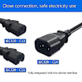 Miniatyrbillede 5 af 5: IEC 3-benet C14 Han Til C7 Hun Konverter Adapter Kabel Til PDU UPS Kedel (2.0m)