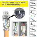 Miniatyrbilde 3 av 5: 8 stk. RJ45 Cat7-kontakter Verktøyfri Gjenbrukbar Sftp Utp-kabel Rask