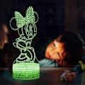 Miniatyrbilde 4 av 4: Nattlys Minnie Mouse Illusjonslampe 3D LED Nattlys med berøringskontroll Julebursdagsgave til barn [Energiklasse A+++]-