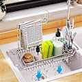 Miniatyrbilde 3 av 5: Svamp Holder For Kjøkkenvask, caddy, utvidbar (16.7-21.2 tommer) sølv