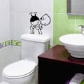Pikkukuva 5 / 5: WC-seinätarra, luova vedenpitävä irrotettava koristetarra musta 2 lasta