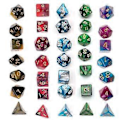 Pikkukuva 4 / 5: 49 kpl Hartsi Sekalaisia Monitahokkaita Noppia Pussilla DND RPG Pelileluihin D4 D6 D8 D10 D% D12 D20